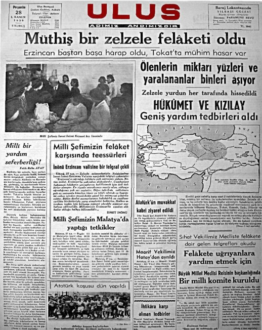 1939 erzincan depremi gazete haberleri