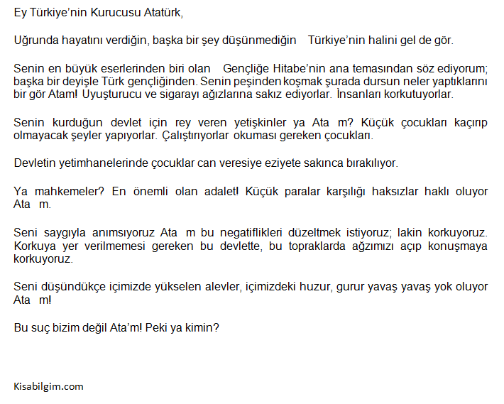 Atatürk'e mektup örnekleri