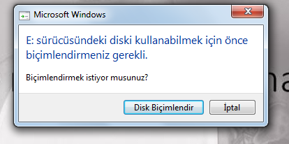 biçimlendirilmesi gereken hafıza kartını kurtarma