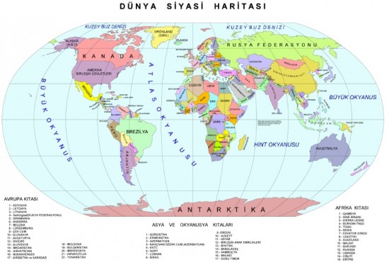 dünya siyasi haritası 