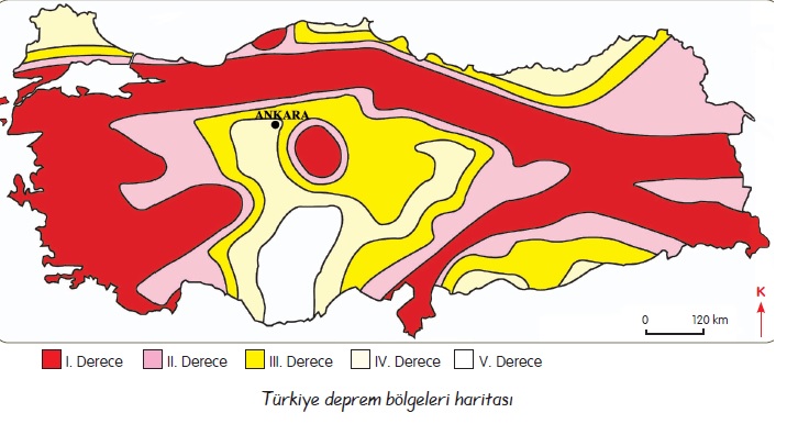 Türkiye'nin deprem bölgeleri haritası